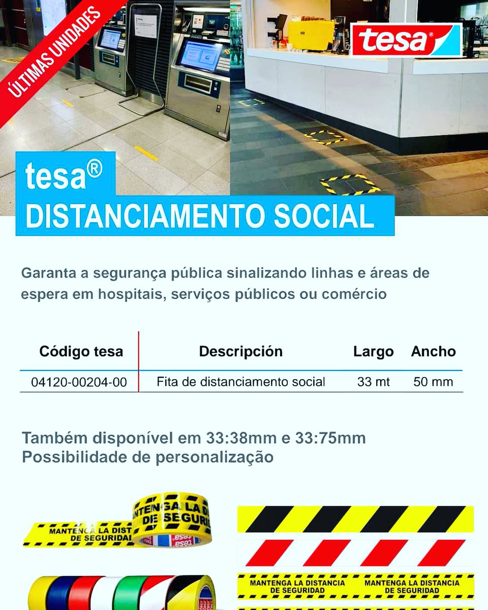 ALMENEPORTO's tweet photo. Fita marcação  pavimentos em PVC Laminado. Rolos com 33mx5cm. Preço para caixa de 36 rolos - 5,75€ (Revenda) Quantidades inferiores 7€  (consumo) +IVA Excelente qualidade com impressão em Português Entrega +/- 1 semana.

#fitamarcação #distanciamentosocial #distanciasegurança https://t.co/6s5ODcPRA5