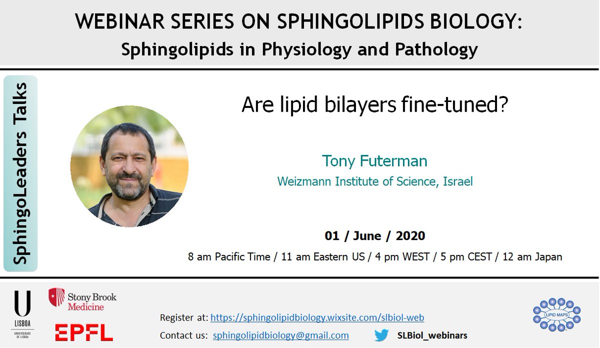 SL_Biology's tweet photo. Next monday webinar will host Tony Futerman @WeizmannScience .
Don't miss the first of our #SphingoLeaders Talks!
registrations and future webinars: https://t.co/bvn146mP0V
#LipidTalks #Sphingolipids #CellBiology https://t.co/K6NmzfKeHJ