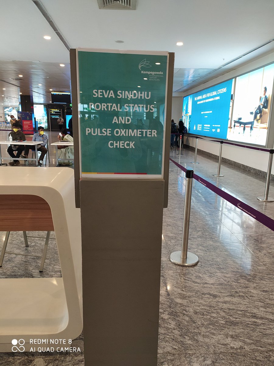 At  @BLRAirport airport health officials are using a pulse oximeter testThe purpose is to check how well heart is pumping oxygen . It is used to monitor the health of individualHope the officials are trained to identify genuine cases #aviation during  #COVID__19 – at  Kempegowda International Airport (BLR)