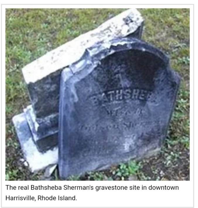 _Nerdices_'s tweet photo. CURIOSIDADE

Em um 25 de maio, mas de 1885, portanto há 135 anos, falecia Bathsheba Sherman, a mulher, cujo folclore local em torno dela influenciou a criação da personagem Bathsheba, a bruxa do filme Invocação do Mal.

#TheConjuring 🧟‍♂️
#EdWarren #LorraineWarren 
#PerronFamily https://t.co/vHWWnR3tYG
