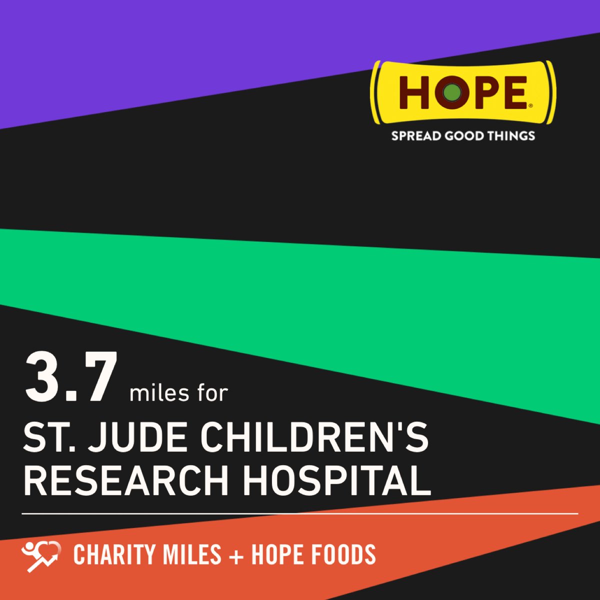 RustysKid's tweet image. 3.7 @CharityMiles for @StJude. Thx @HopeHummus for sponsoring me! #SpreadHope #JBugStrong