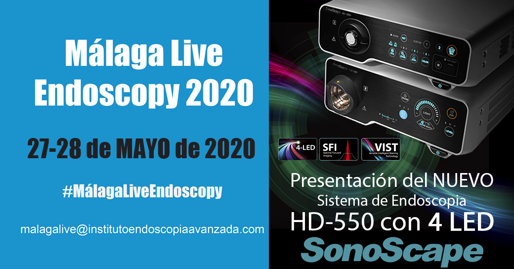 STEndoscopia's tweet photo. Sólo quedan 2 días para la celebración del Málaga Live y ya hay más de 900 inscritos. No te pierdas el lanzamiento de nuestro NUEVO sistema @SonoscapeGlobal HD-550 con tecnología #4LED.
#STEndoscopia #MalagaLiveEndoscopy @InstitutoEndos1 https://t.co/7PqKUUBnrf