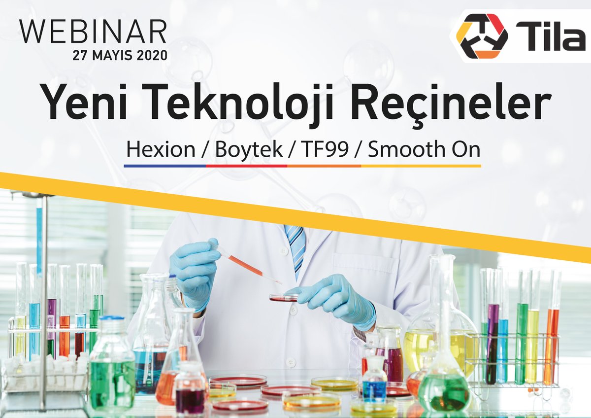 Yeni Teknoloji Reçineler webinarımıza kayıtlar başladı!.

27 Mayıs 2020 - Saat: 14:00
Kayıt Linki: lnkd.in/epDEEtD

Bu çevrimiçi eğitimimizde sizlere dünyada kullanılan yeni reçineleri tanıtacak ve üretiminize ne gibi bir fayda getirdiğini anlatacağız.