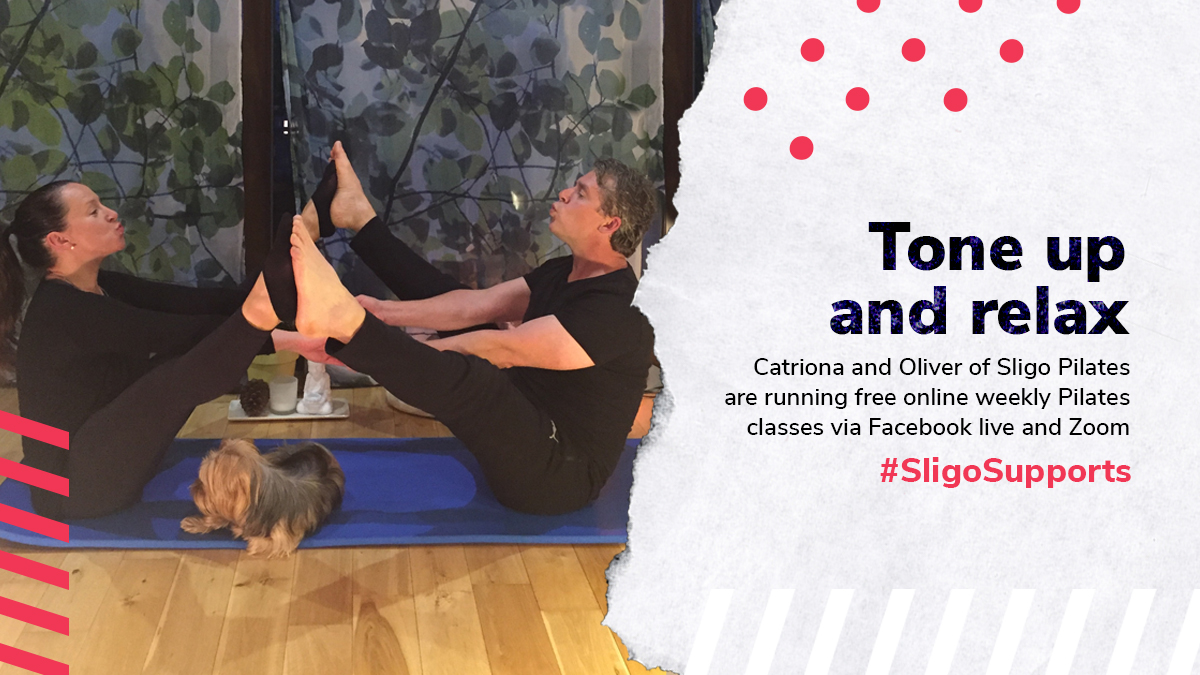 Get your exercise boost at home with <a href="/sligopilates/">Sligo Pilates</a>' free online weekly classes. Roll out a mat and relax, stretch, and tune in via Facebook live or Zoom. #SligoSupports #pilates