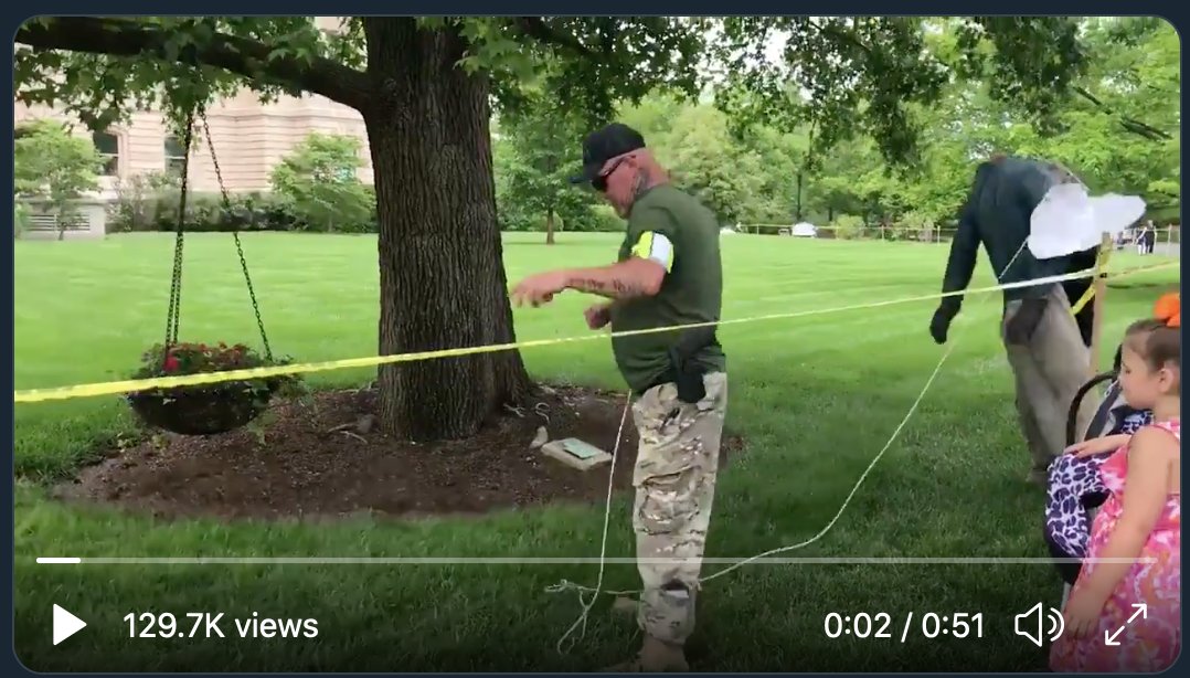 Y'all, I was not prepared to do this much research this morning, but you know me. The man who hung the effigy of our governor is Terry Bush, President of KY 3%. From video. From his FB page on the right. The tattoo provides the first ID.  #TeamKentucky