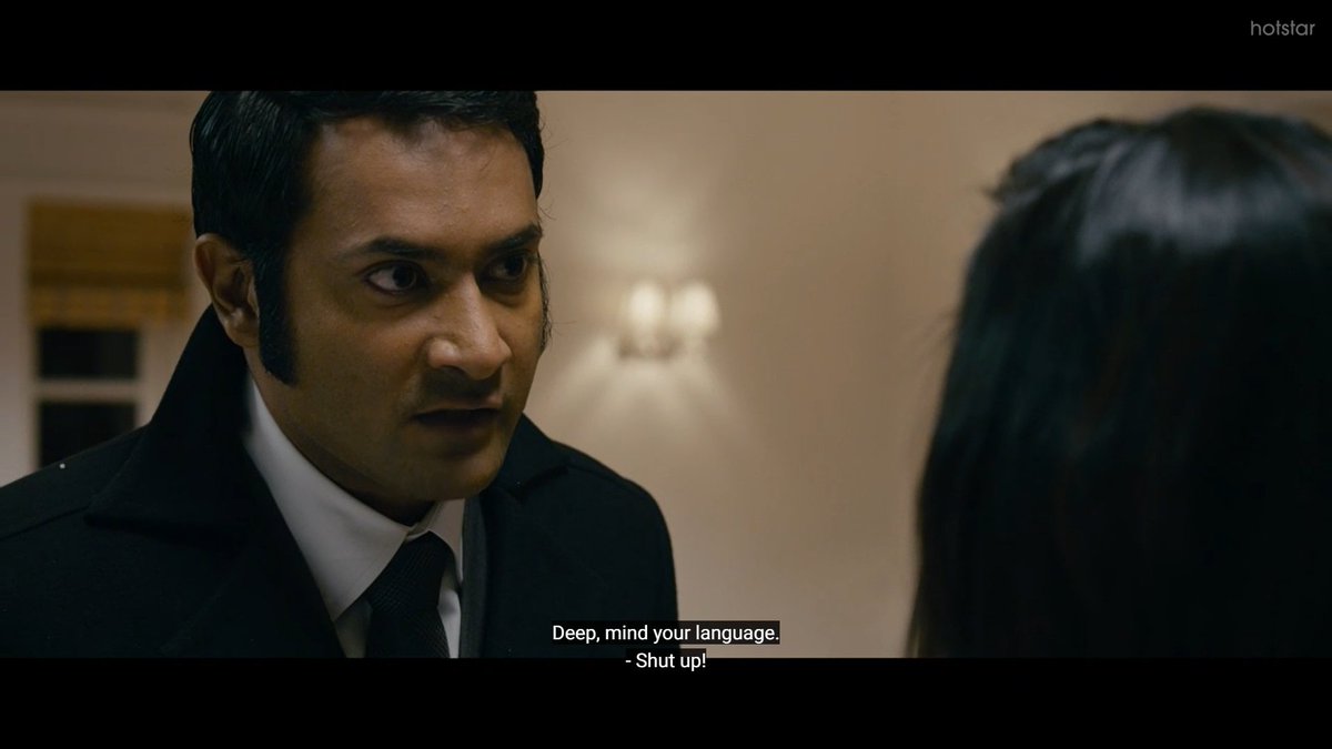 I liked the way the humor was blended in this scene. A bunch of terrorists arrives at their home, but the wife and husband try to make a point about hygiene consciousness. And the much talked Toufiq reference is another good one.