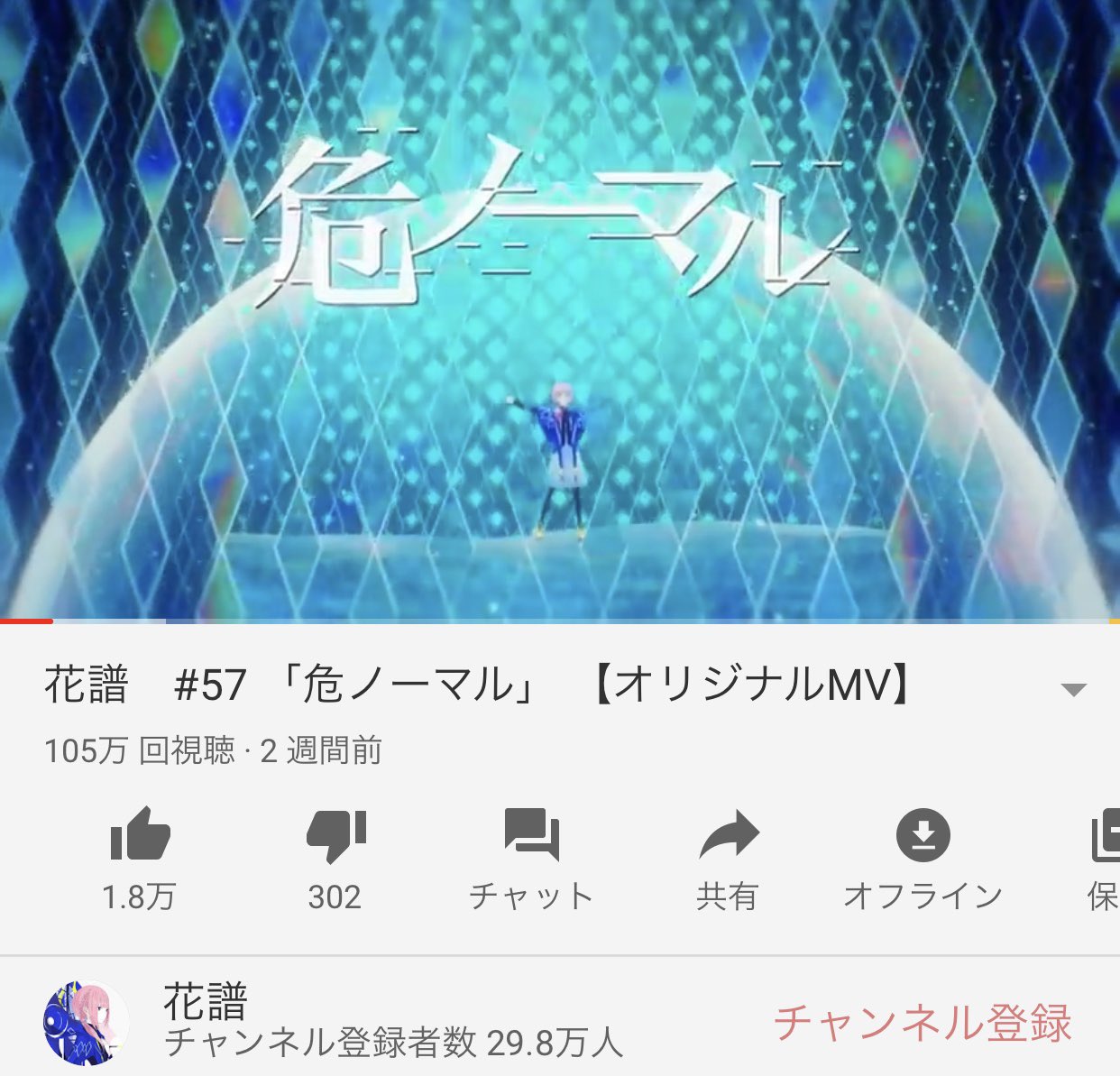 花譜 04不可解参狂in日本武道館 危ノーマル 100万回再生ありがとうございます 早 と思いました笑 めちゃくちゃ嬉しいです そして 粉雪 100万回再生もありがとうございます 春に聞いたって夏に聞いたって 冬の景色とか温度とか