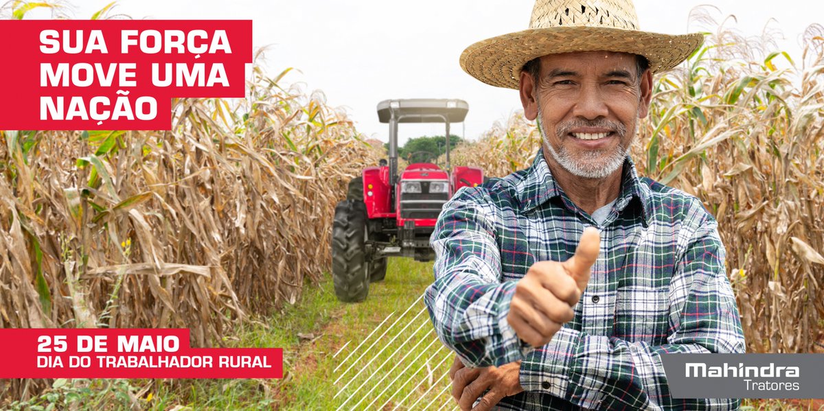 MahindraBrasil's tweet photo. Hoje é dia de homenagear todos os #Mahindreiros, trabalhadores rurais, que dedicam a sua vida ao campo e que ajudam a desenvolver o País. #DiaDoTrabalhadorRural #MahindraTratores #MahindraBrasil #MahindraRise https://t.co/6c8Mkre4IN