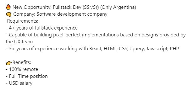 VGTalentLead's tweet photo. New Opportunity: Fullstack Dev (SSr/Sr)

Winking face- If you're interested please reach out by direct message or email: vgiuffre2@gmail.com

#php #reactjs #React #javascript #HTML #CSS #uxdesign #ux #UI @grupophp @ComunidadDePHP @React_BA @ReactJSgirls https://t.co/oGOQiZV9tj