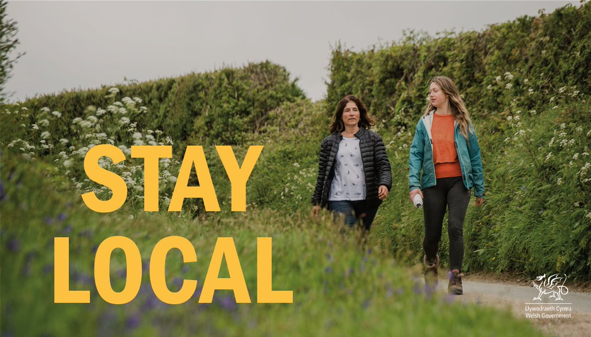 How far is “local”?

We know that “staying local” might look different across Wales. We’re asking you to use good judgement.

For example, if you drive from Camarthen to Tenby to go for a walk, or from Knighton to Aberystwyth to exercise on the beach – you’re not staying local.