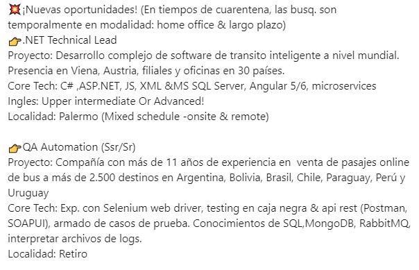VGTalentLead's tweet photo. Nuevas oportunidades !!
@NETConfAR @NetBaires @TestingARMeetup
 #aspnetcore #Angular #angularjs #technicallead #qa #AUTOMATION #SQLServer #postman #Selenium #testing 
 #BuenosAires 

👉Interesados: Contactarse por MP o por mail (vgiuffre2@gmail.com) https://t.co/lbZjnXSaPG