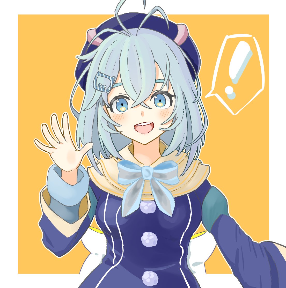 siro (dennou shoujo youtuber siro) 1girl solo blue eyes hat open mouth smile antenna hair  illustration images