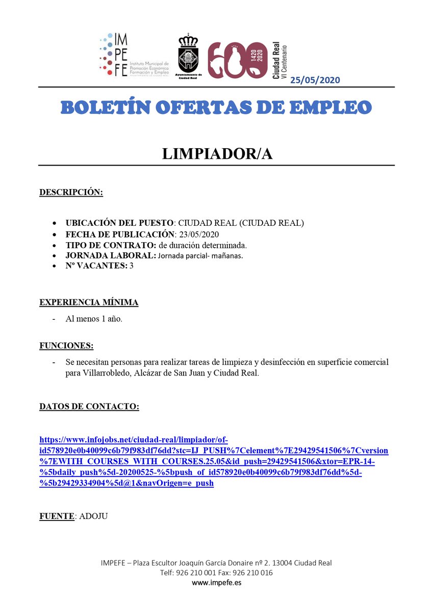 1/2
❗️Nuevas ofertas de empleo.

impefe.es/boletin-oferta…