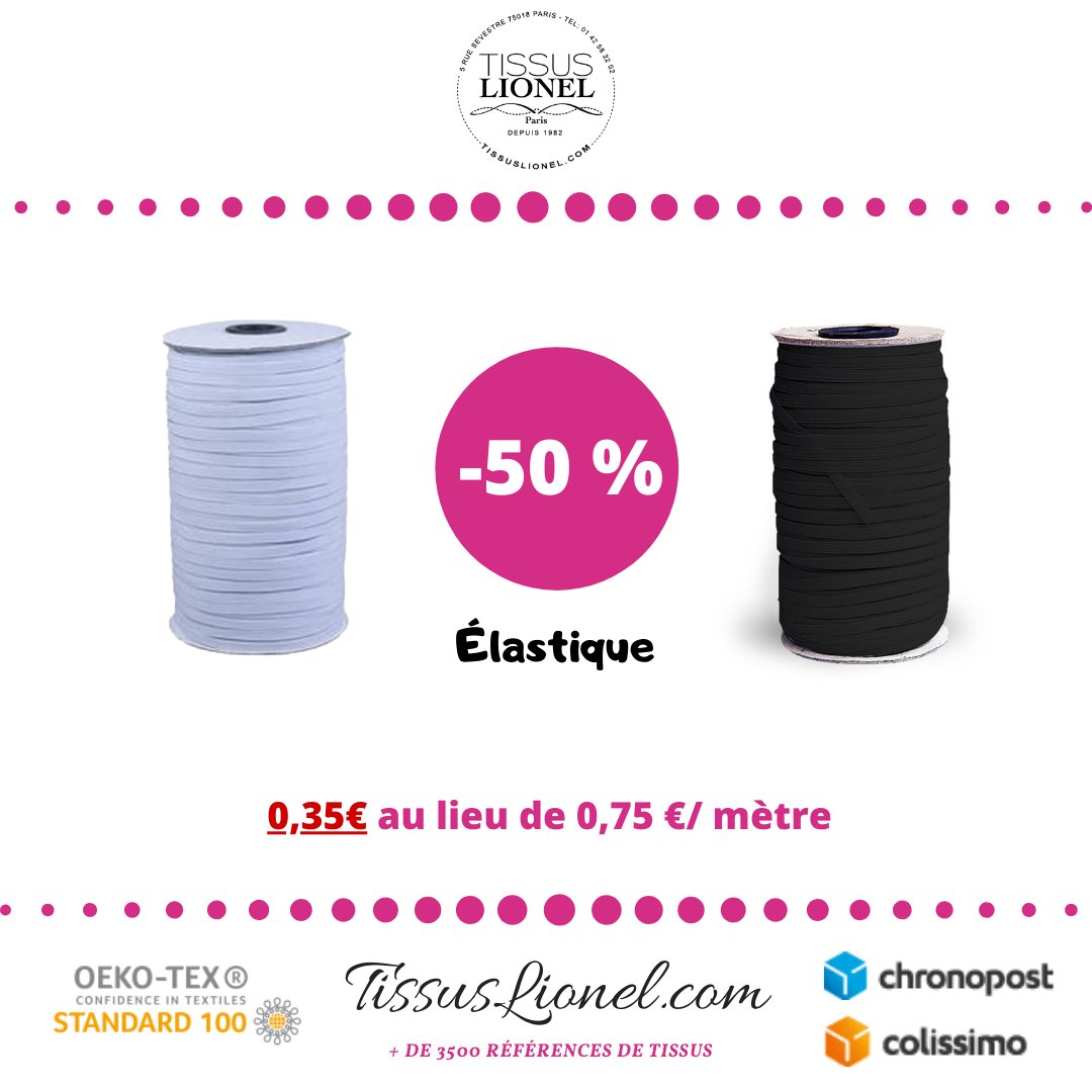 Découvrez notre collection d'élastique à - 50 % jusqu'à épuisement des stock disponible.
tissuslionel.com/tissus/rubriqu…

#masques #mercerie #élastique #tissus
