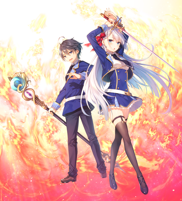 「実は今日で聖剣学院の魔剣使いが始まって1年が経ちました。
というわけで1巻～4巻」|遠坂あさぎのイラスト