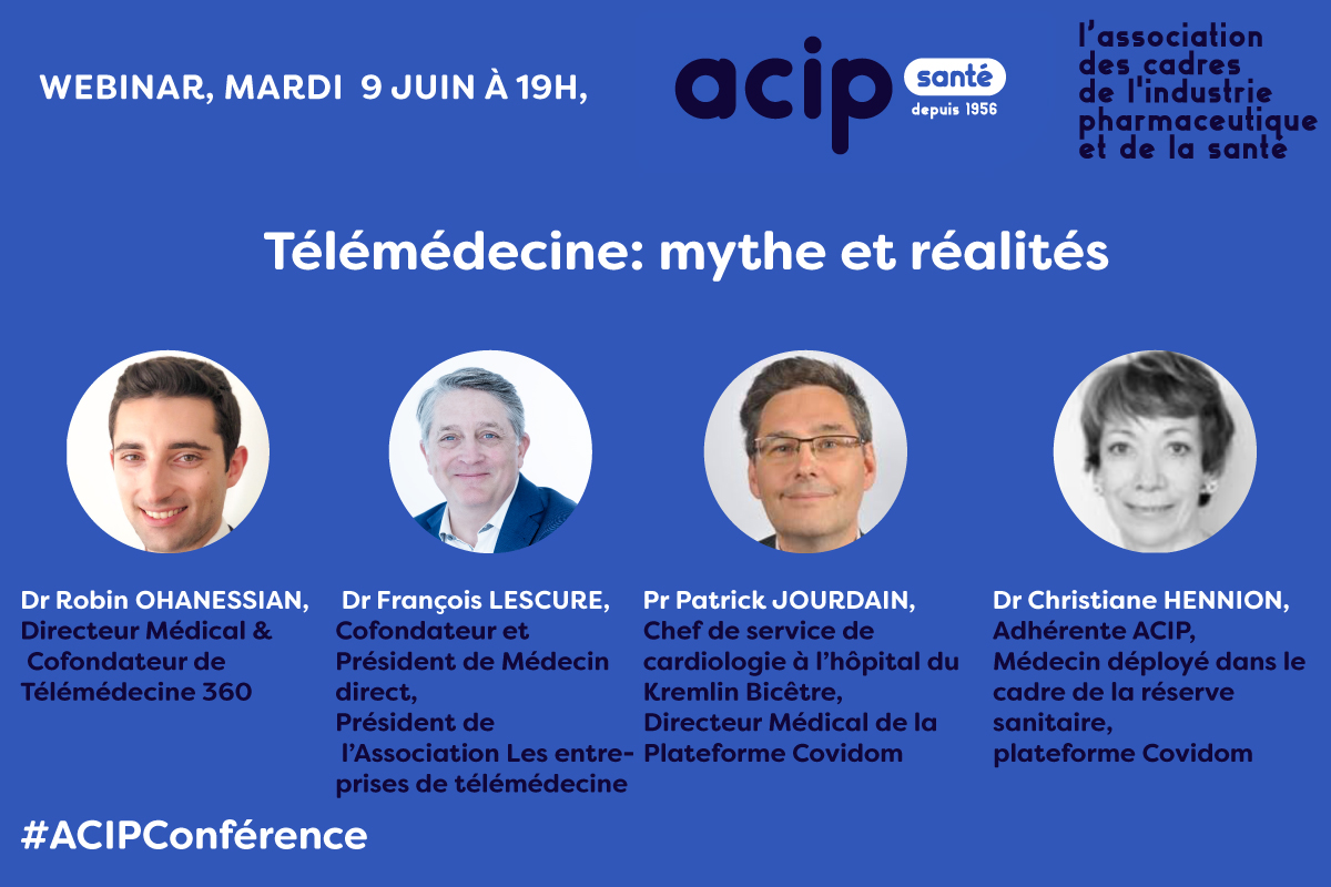 [#SaveTheDate] 🗓️ 9 Juin 2020 🗓️
🚨@AcipAsso organise son deuxième #webinar sur le sujet de la #télémédecine! 
Retrouvez les 4⃣ intervenants qui viendront débattre sur ce sujet passionnant : Dr. C. Henion, Dr. <a href="/RobinOhann/">Dr Robin Ohannessian</a>, Dr. F. Lescure &amp; Dr P. Jourdain ! 😀 #ACIPConference