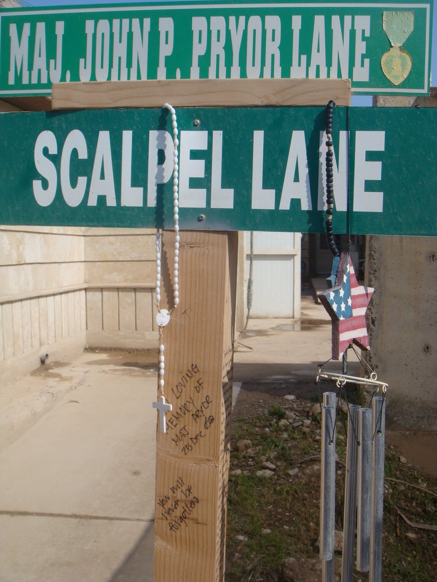 This is the spot where Dr. John Pryor lost his life when a mortar round in Mosul, Iraq struck.  Shortly after, I replaced Dr. Pryor, my friend who had trained me. I felt guilt that his family would never step foot on this hallowed ground. Remember the fallen this Memorial Day.