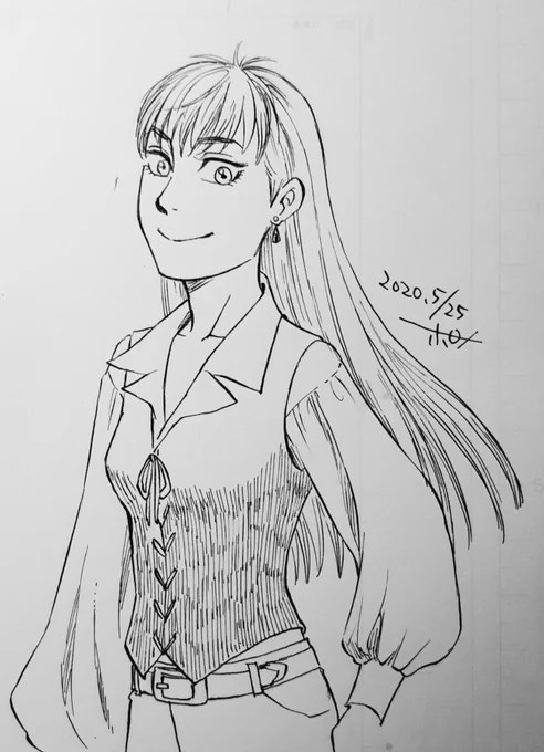 ペン入れ修行。やっばりな～髪の毛がどうも満足にペン入れできんなぁ…(服はまあまあかな…)#白い竜 