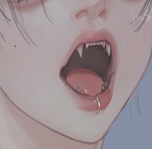 1girl solo close-up teeth mole lips open mouth  illustration images