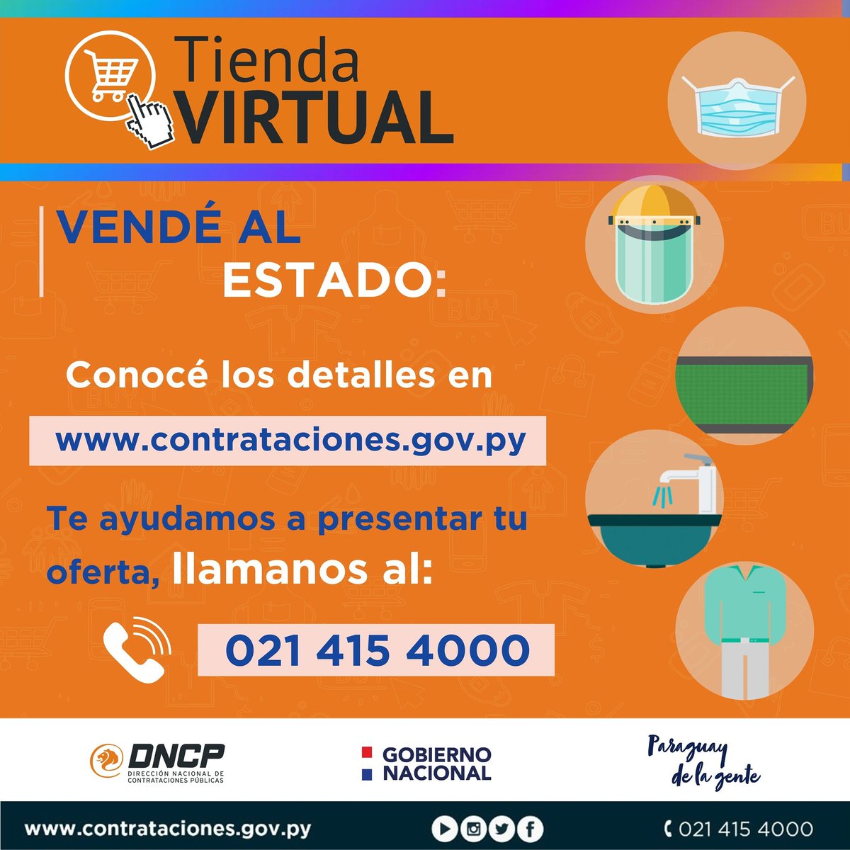 dncp_py's tweet photo. 🤔¿Tenés dudas para presentar tu oferta?
Comunicate con nosotros llamando al 📳(021) 415 4000 y nuestros asesores del Centro de Atención al Usuario te guiarán paso a paso.
 
No olvides, si sos una MIPYME innovadora, esta es tu oportunidad de vender al Estado.
 
#TiendaVirtual https://t.co/fiyDkWeNny
