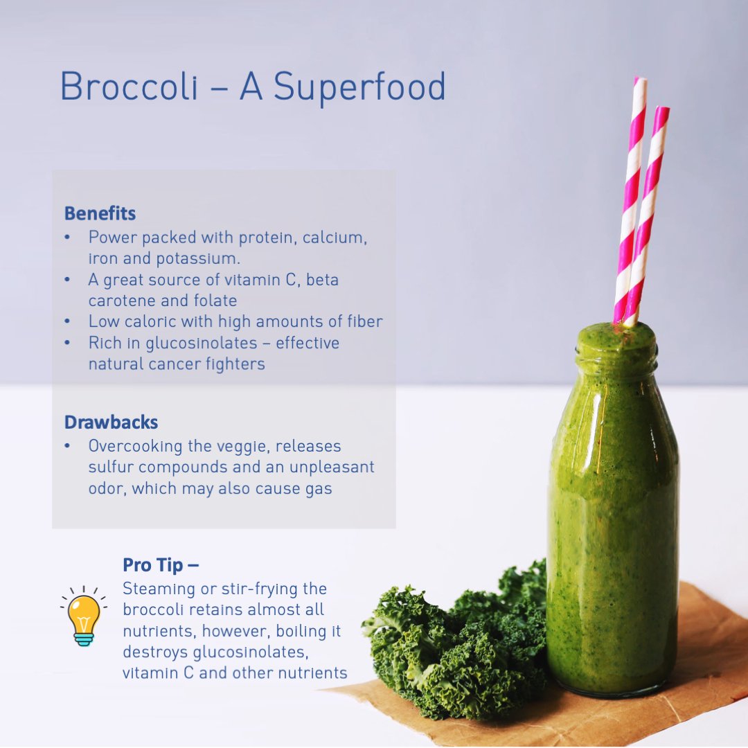 eatvantage's tweet photo. Being loved by a few and hated by the others for its taste, broccoli is a controversial ingredient. However, from a health point of view, it’s a power packed superfood! Do you like broccoli?

#broccoli #superfoods #smoothie #healthylifestyle #healthyfood #foodie https://t.co/RhTKvSXyTT