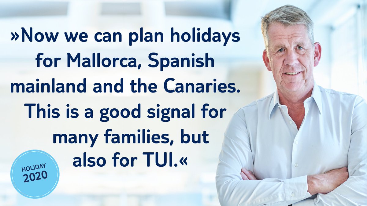 TUIGroup's tweet photo. #Spain 🇪🇸 has now provided clarity for the start of the #holidayseason. #TUI Group CEO Fritz Joussen welcomes statements by Spanish Prime Minister @sanchezcastejon  on the planned relaunch of tourism in Spain: https://t.co/QQH3AAgic6
