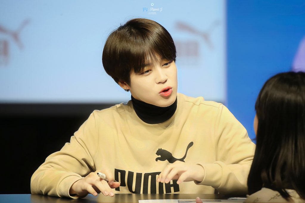 flipped_jimin's tweet photo. 「HQ💕」180408 푸마 팬싸 

#방탄소년단  #박지민 #지민 #JIMIN #박포포 👼🏻 @BTS_twt https://t.co/aEvQIQvUY2