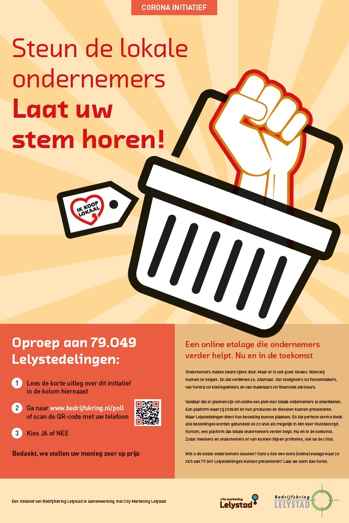 Ondernemers maken zware tijden door. Om ze te steunen zijn er plannen om online een plek voor lokale ondernemers te ontwikkelen. Een platform waar zij zichzelf én hun producten en diensten presenteren. Stem voor op bedrijfskring.nl/poll of lees meer op citymarketinglelystad.nl/stemmen-voor-s…