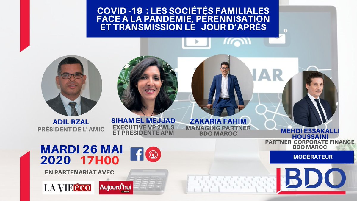 Venez rencontrer nos #experts et #entrepreneurs sur la #econférence BDO Morocco demain à 17h00 sur nos réseaux sociaux et sur zoom.

bit.ly/BDOWEB6

~ People who know, know #BDO ~

#BDOMOROCCO