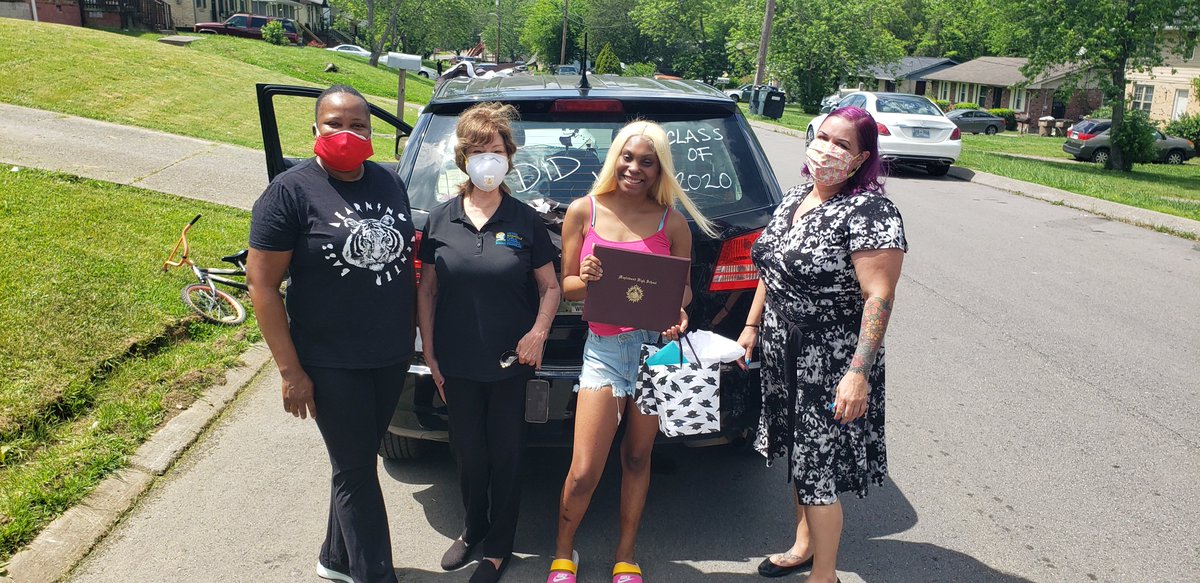 WABassALC's tweet photo. One of our students couldn't make it to the graduation parade, so we TOOK THE PARADE TO HER!!!  @WABassALC @MetroSchools 
#AlwaysOver&amp;Beyond #TigerPride #WeLoveOurStudents #ClassOf2020 #GraduationParade #ThisIsWhatWeDO! https://t.co/sb5gMTChSV