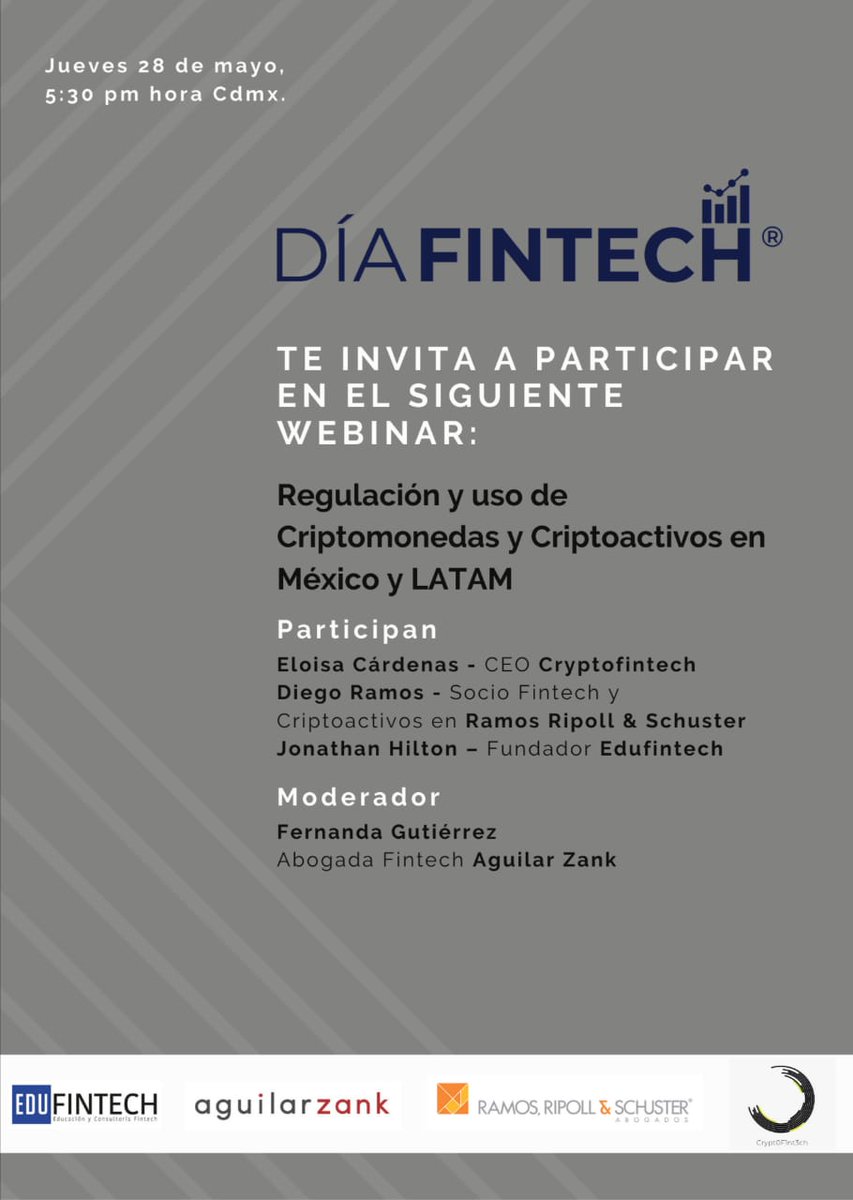 Los invitamos a participar este próximo jueves 28 de mayo a las 5:30 pm, al siguiente #Webinar con la participación de nuestro Socio <a href="/DiegoRamosC/">Diego Ramos</a>.

Favor de registrarse a través del siguiente link: 👇zoom.us/webinar/regist…