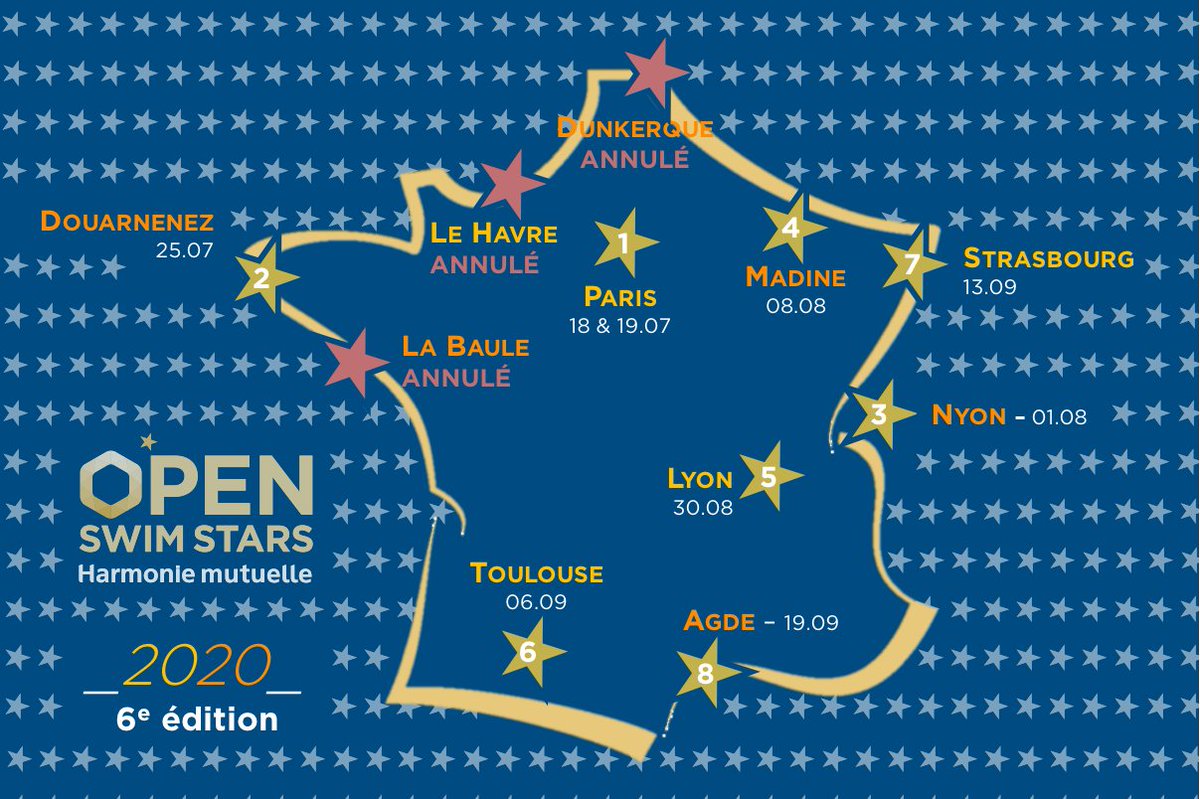 ⭐️ CALENDRIER 2020 - NOUVEAUTÉS
Les dernières semaines nous ont obligés à retravailler le circuit #OpenSwimStars <a href="/hmutuelle/">Harmonie Mutuelle</a> 2020. Voici les NOUVELLES DATES !
ℹ️ Nous revenons bientôt vers vous avec de plus amples infos. En espérant vous retrouver nombreux ! 🏊🏾‍♂️🏊🏻‍♀️