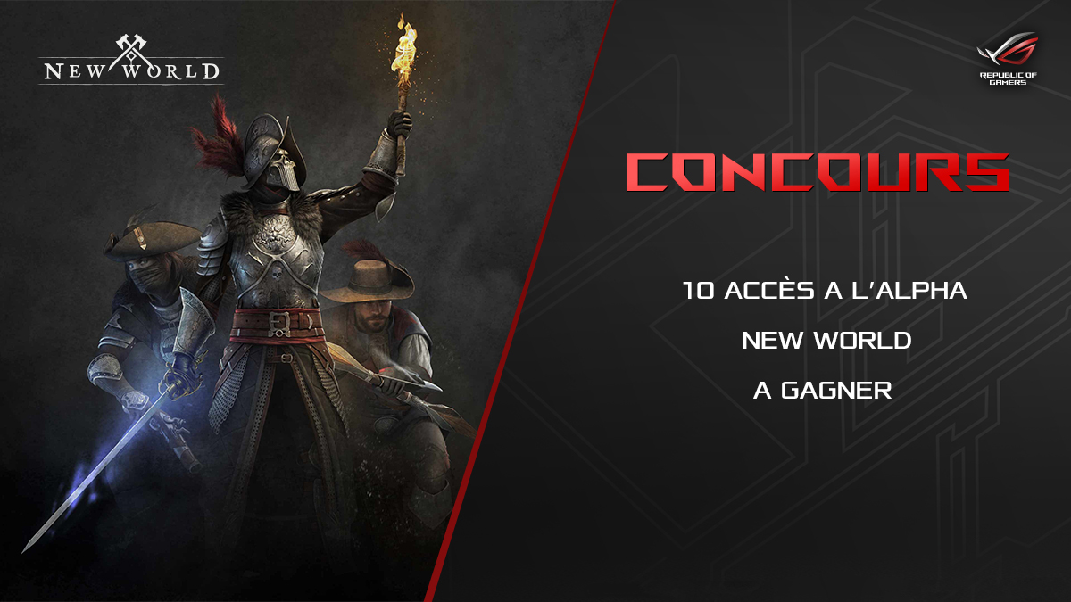 ASUS_ROG_FR's tweet photo. 🎁 #CONCOURS 🎁
ROG vous offre 10 accès à l'alpha de New World !
Pour participer:
RT + Follow @PlaynewworldFR &amp; @ASUS_ROG_FR 
Commentez avec #NewWorldAlphaFR
⏰ TAS: 29.05.2020 - 10 gagnants d'une clé steam.
Découvrez New World : https://t.co/Qh178gEb1C
📄 https://t.co/gEZedJxBol https://t.co/lHjem1UBJN