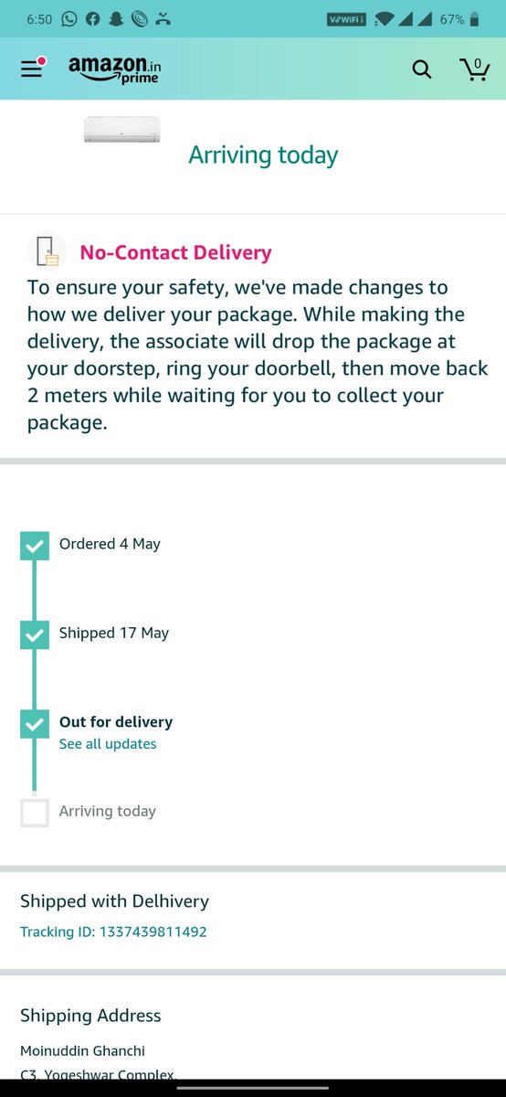 m_o_e_n's tweet photo. @AmazonHelp @amazonIN @AmazonHelp this is the conclusion... My prodcut shows Arriving today and you team saying it will be deliver by tomorrow. And we cannot do anything about it.

Wow!! Such a waste customer service. https://t.co/WOi6Cl0Zgw