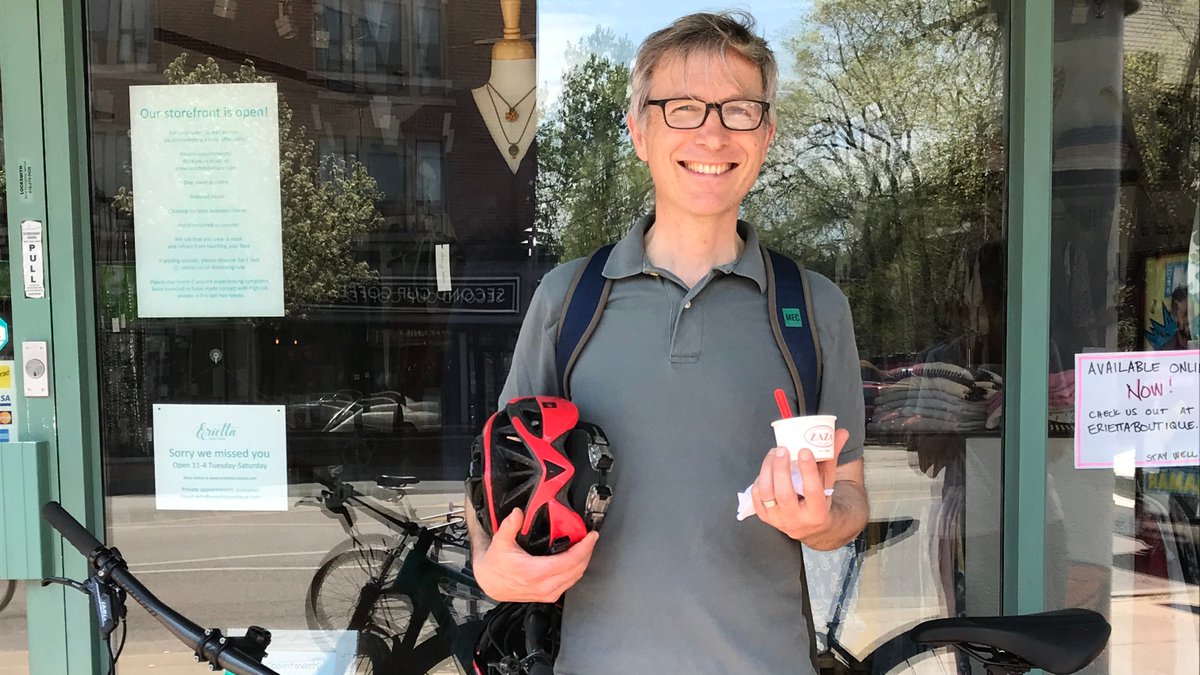 nbiggar1's tweet image. I shopped by bike on The Danforth today! I love the local shops and would visit The Danforth more if there were bike lanes. #BikeLocalShopLocal #DanforthLovesBikes cc: @CycleToronto