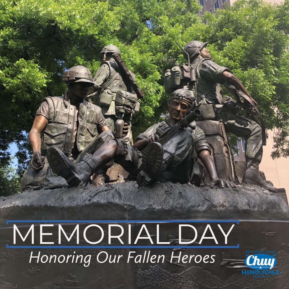 TxChuy's tweet photo. This Memorial Day, our observance of this special day may be different, but our feeling of great appreciation to those who have died in service to our nation, and to their families, is stronger than ever. Read my Memorial Day message here, https://t.co/tTXVpxgB12 https://t.co/kcWBprUB3W