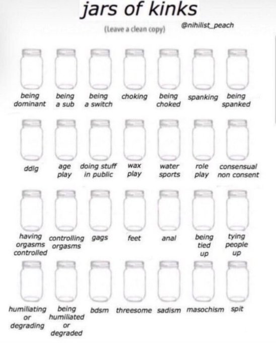 Jar of kinks you say? Hehe well I have alot more kinks than this just not many on here. The jars are<a href="/tag/free"class="tags"><span>#free</span></a><a href="/tag/boobs"class="tags"><span>#boobs</span></a><a href="/tag/onlyfans"class="tags"><span>#onlyfans</span></a>