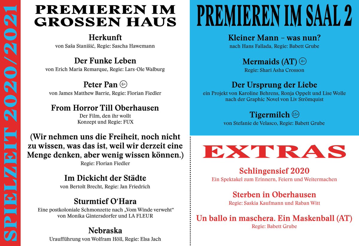 Die nächste Spielzeit am #TheaterOberhausen ➡️ bit.ly/Spielzeit_20_21