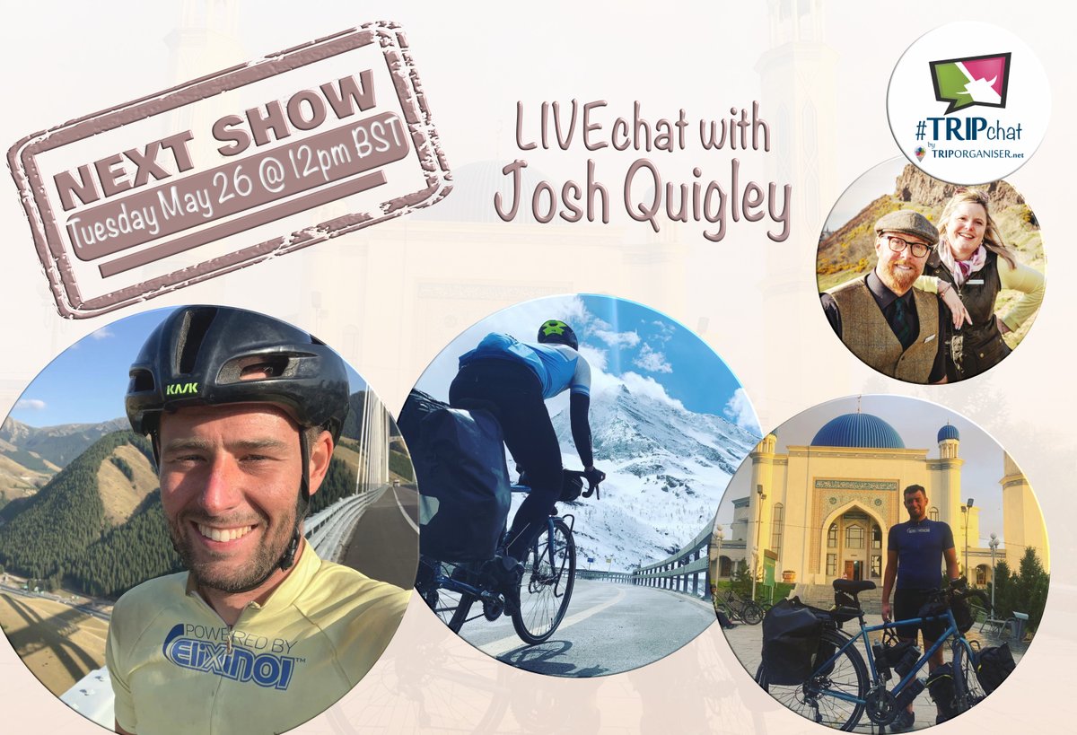 triporganiser's tweet photo. Tomorrow we'll be speaking with the man / cat(?) with 9 lives... Josh Quigley and his absolutely amazing and breathtaking cycling adventure around the world...

https://t.co/8IEeXcg7d9

#TRIPchat #CycleScotland #CycleWorld #MentalHealth #travel #Scotland #tourism #Reisen #YouTube https://t.co/XGBfI2hnA7