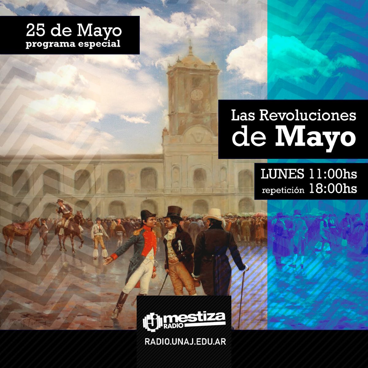 UNAJ_oficial's tweet photo. 👉 Programa especial a 210 años de la Revolución de Mayo
📻 Escuchalo #AHORA por https://t.co/JBARDsHzaX
#UNAJ #Independencia #un25 https://t.co/HYpZ22ul9o