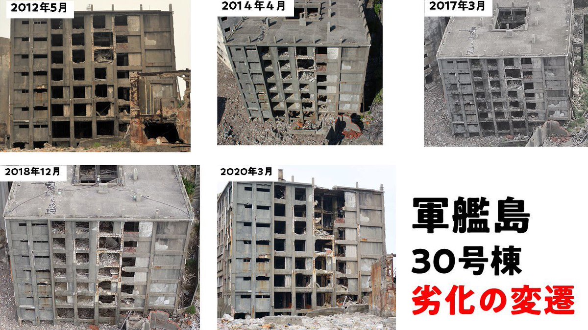 今の姿はもう二度と見られないかもしれない 軍艦島の崩壊のカウントダウンはもう始まっている Togetter