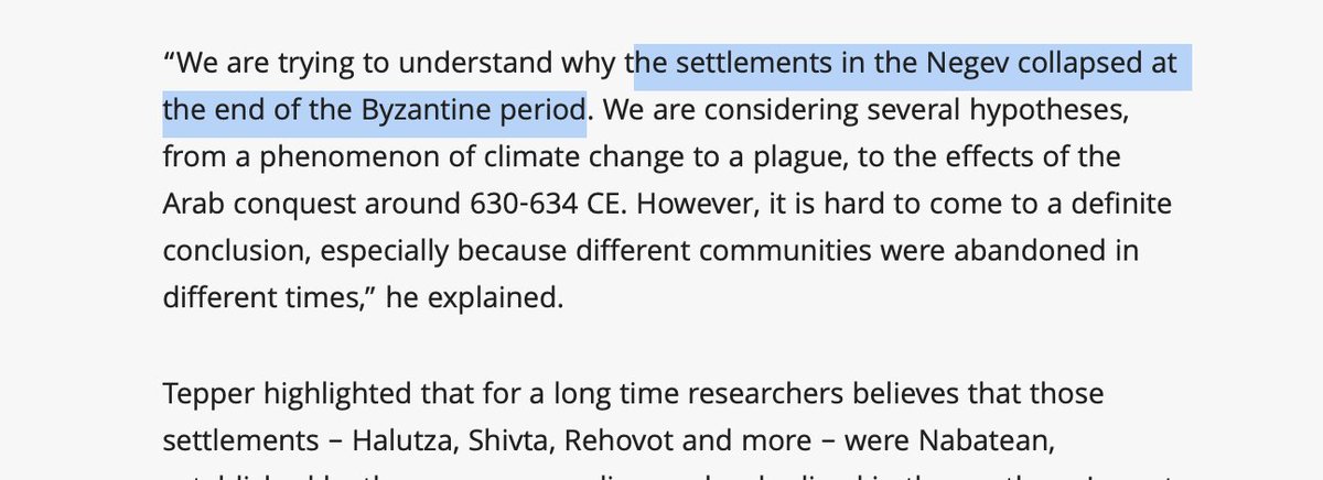 Then we read one of the archaeologists involved with the project (Yotam Tepper, of the IAA & U of Haifa) quoted saying that they "collapsed" at the end of the Byzantine period.Which is it? Decline isn't the same as collapse!