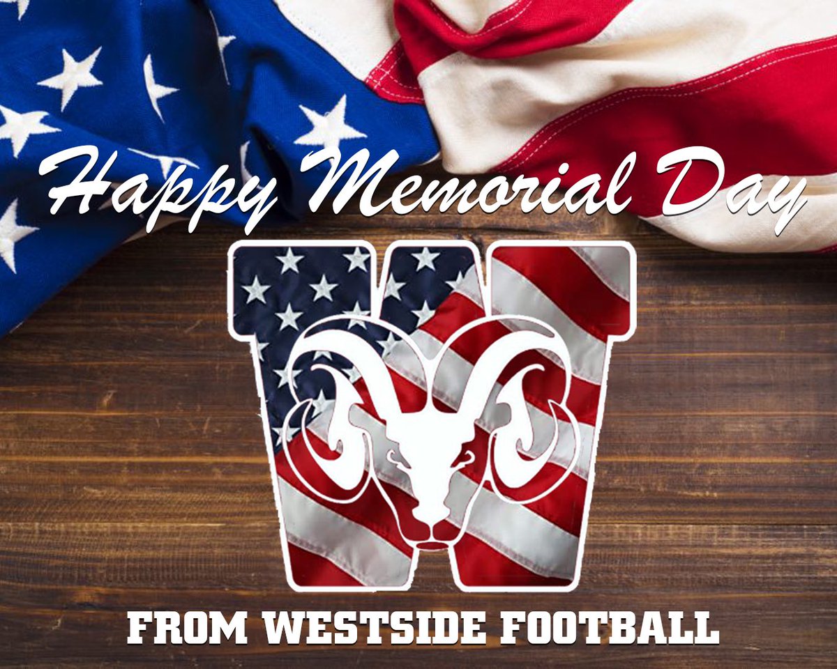 The Westside Rams Football Program would like to wish everyone a very Happy Memorial Day. We remember all those who have served and given the ultimate sacrifice for our great nation! <a href="/AndersonFive/">Anderson Five</a> <a href="/SCHSL/">SCHSL</a> <a href="/BSNSPORTS_SC/">BSN SPORTS South Carolina</a> <a href="/PlaySafeUSA/">PlaySafe USA</a>