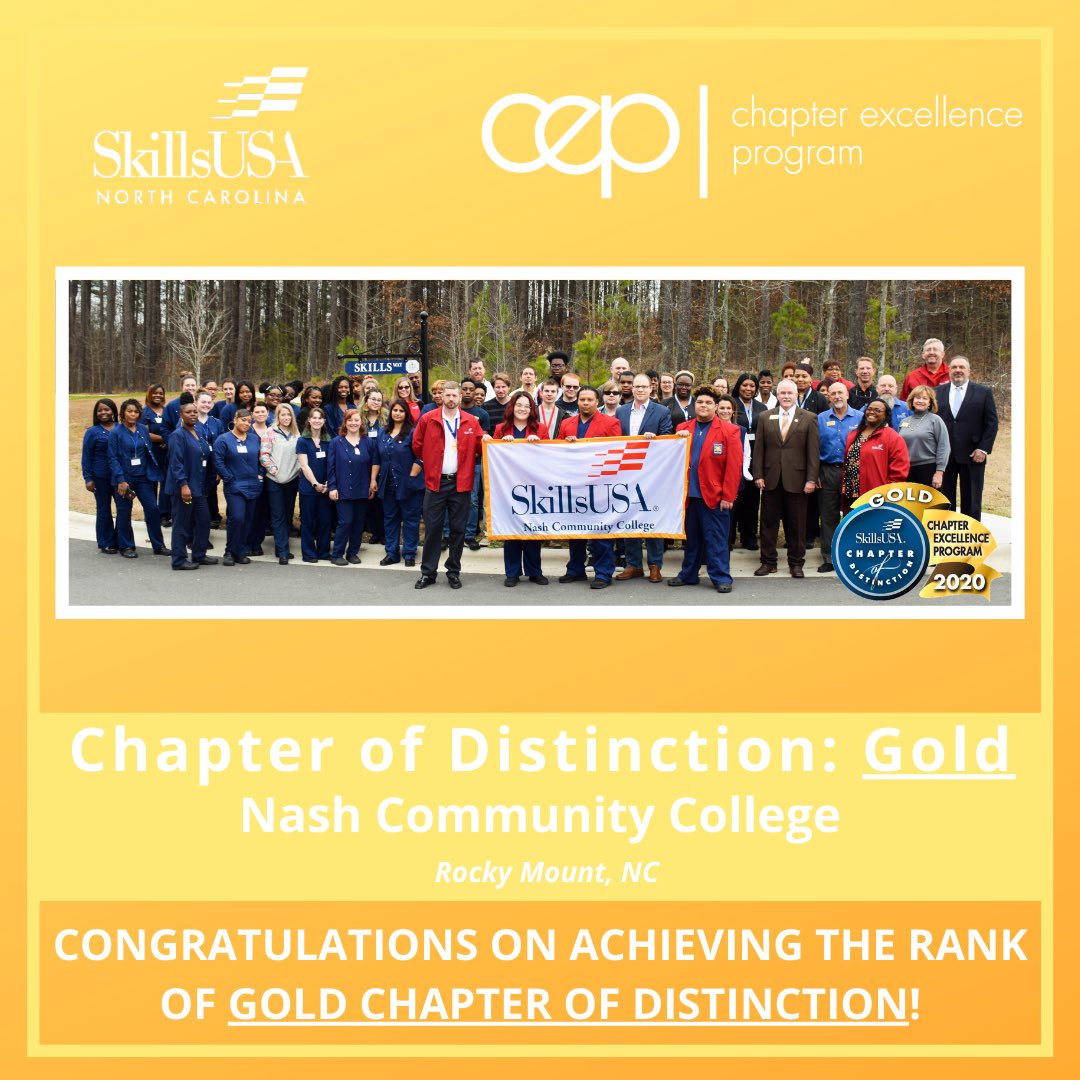Our first Gold level Chapter of Distinction is Nash Community College!
Amazing job!            
•
•
•
To learn more about the Chapter Excellence Program, visit the link in our bio.