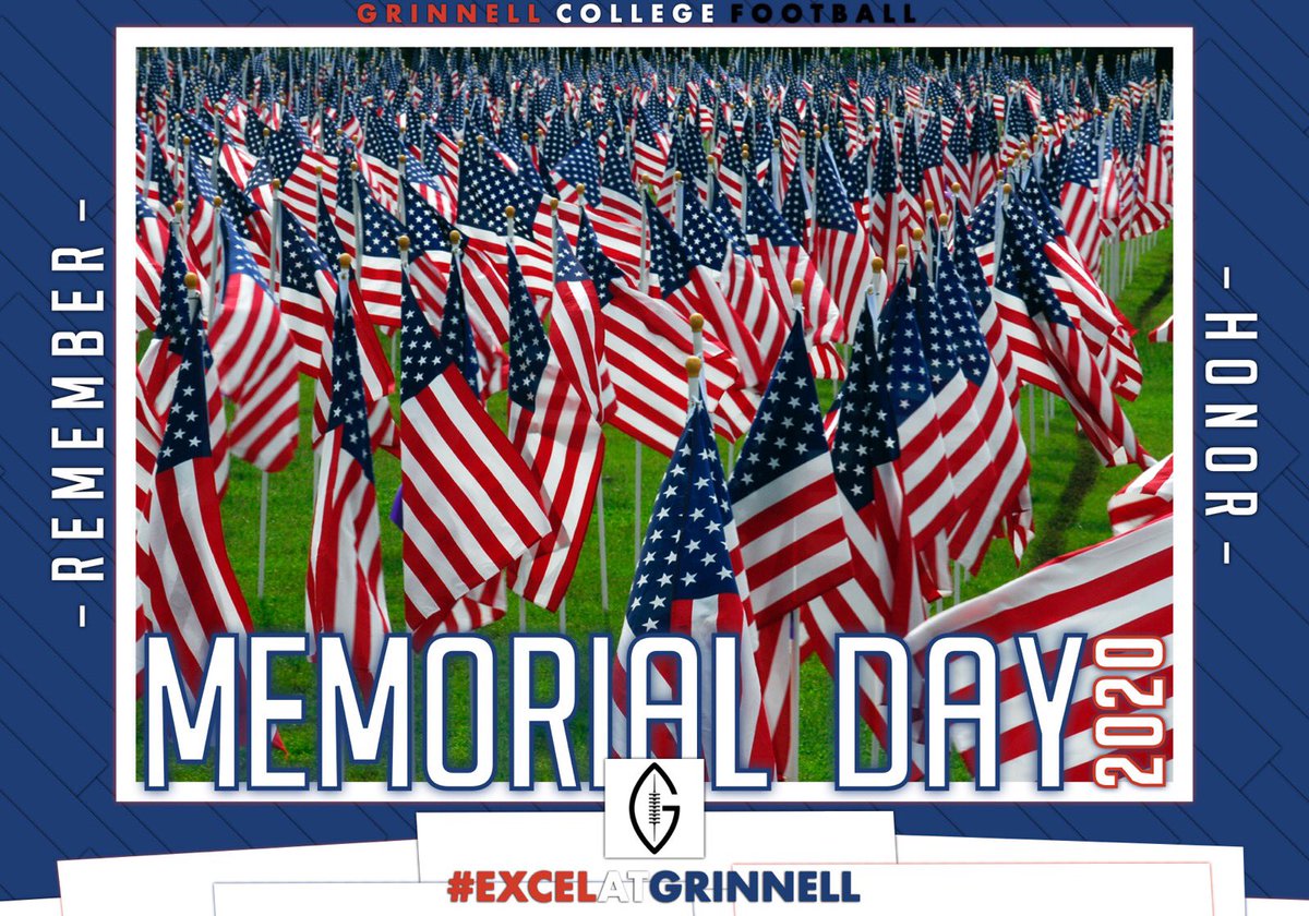Happy Memorial Day from the Pioneer Football Family! #ExcelAtGrinnell #ESTAB21SH