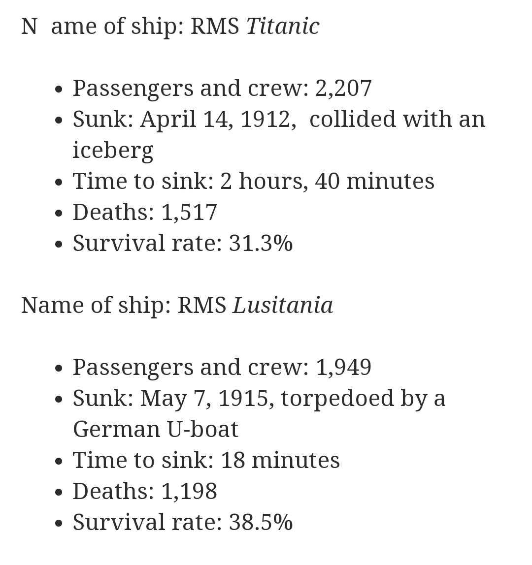 Compare this to the Lusitania torpedoed 3 years later sailing from New York.The ship sank in 18 minutes.Everyone knew what had happened to people on the TitanicThe young and fittest fought their way into the lifeboats & stayed there.It was "each man for themselves"