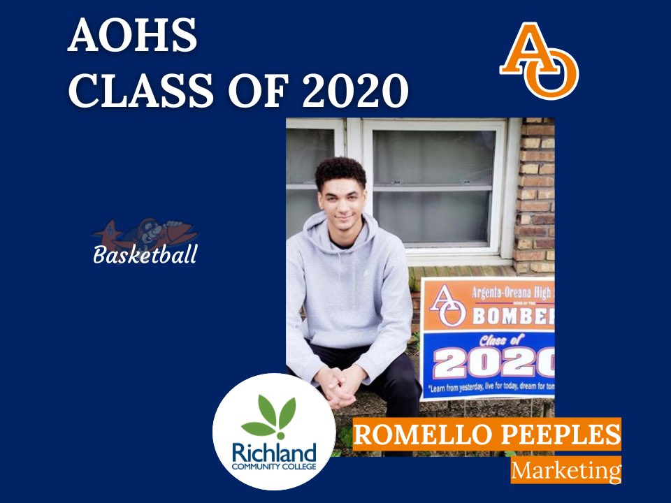 AOStuCo's tweet photo. Romello Peeples will be attending Richland Community College to pursue a major in Marketing. Congratulations Romello! #WeAreAO https://t.co/pSn0MjoQjU