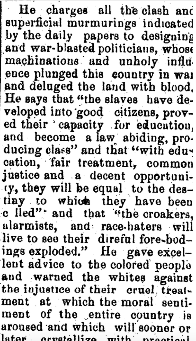 In 1890, Ellery Brayton, a white Republican who was seeking to represent the Lowcountry's "black district" in Congress, offered a blistering account of what the Civil War and Reconstruction meant and demanded the federal government protect black civil and voting rights