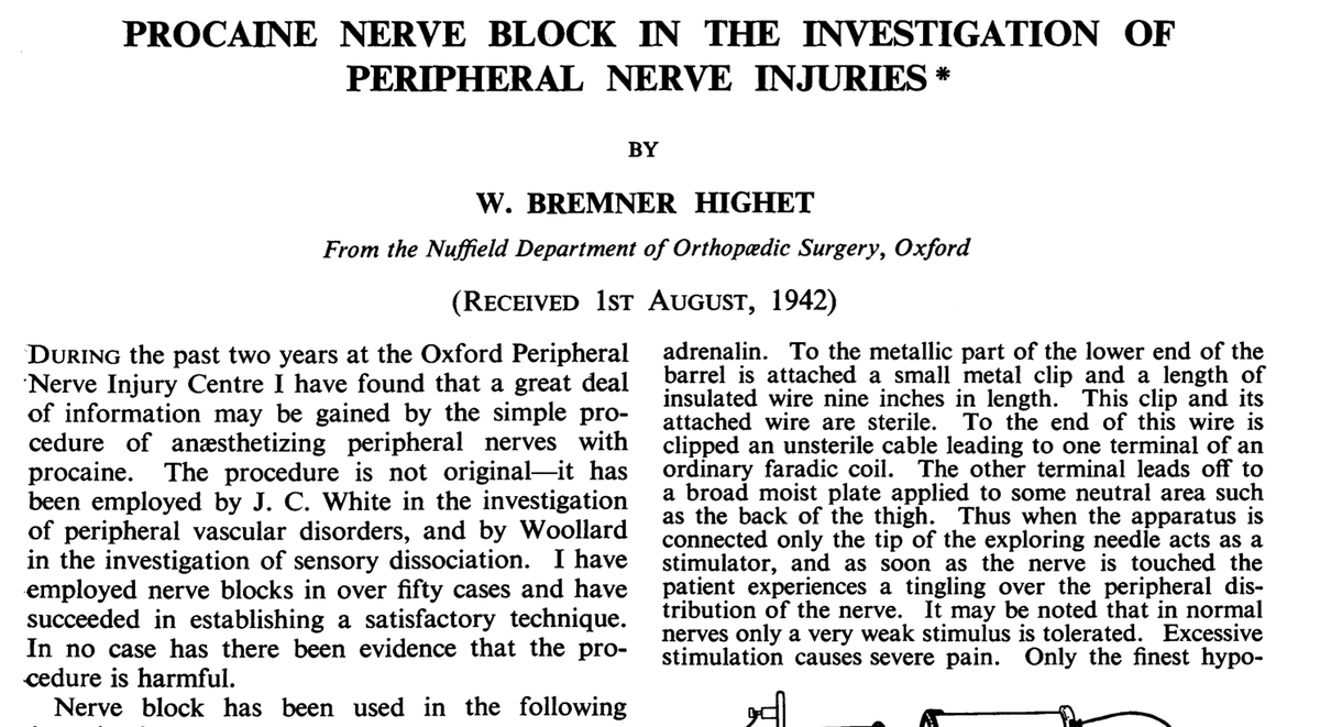 OOEC_Oxford's tweet image. William Highet was elected Nuffield scholar in 1940. He later resigned to become first assistant in the Nuffield Dept of Orthopaedic Surgery, and took charge of the peripheral nerve injury centre, with a research grant from the University of Oxford. pubmed.ncbi.nlm.nih.gov/21611406/ #NDOS