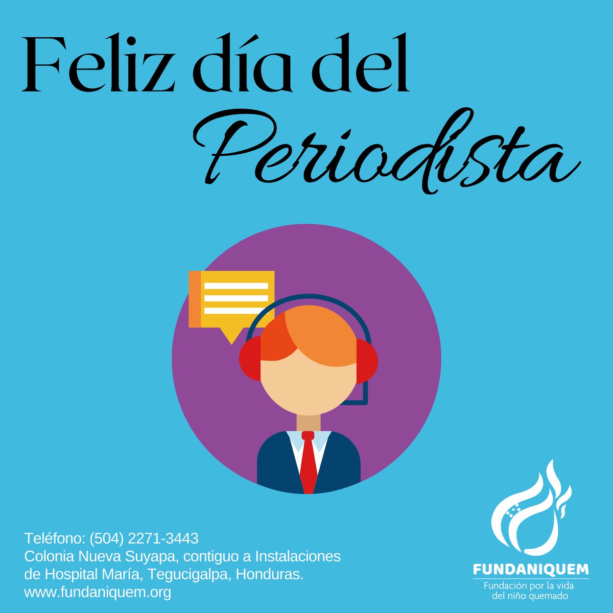 FUNDANIQUEM's tweet photo. ¡Feliz día del periodista! 📹🎙 #fundaniquem 🇭🇳 https://t.co/pibwreu8Bu